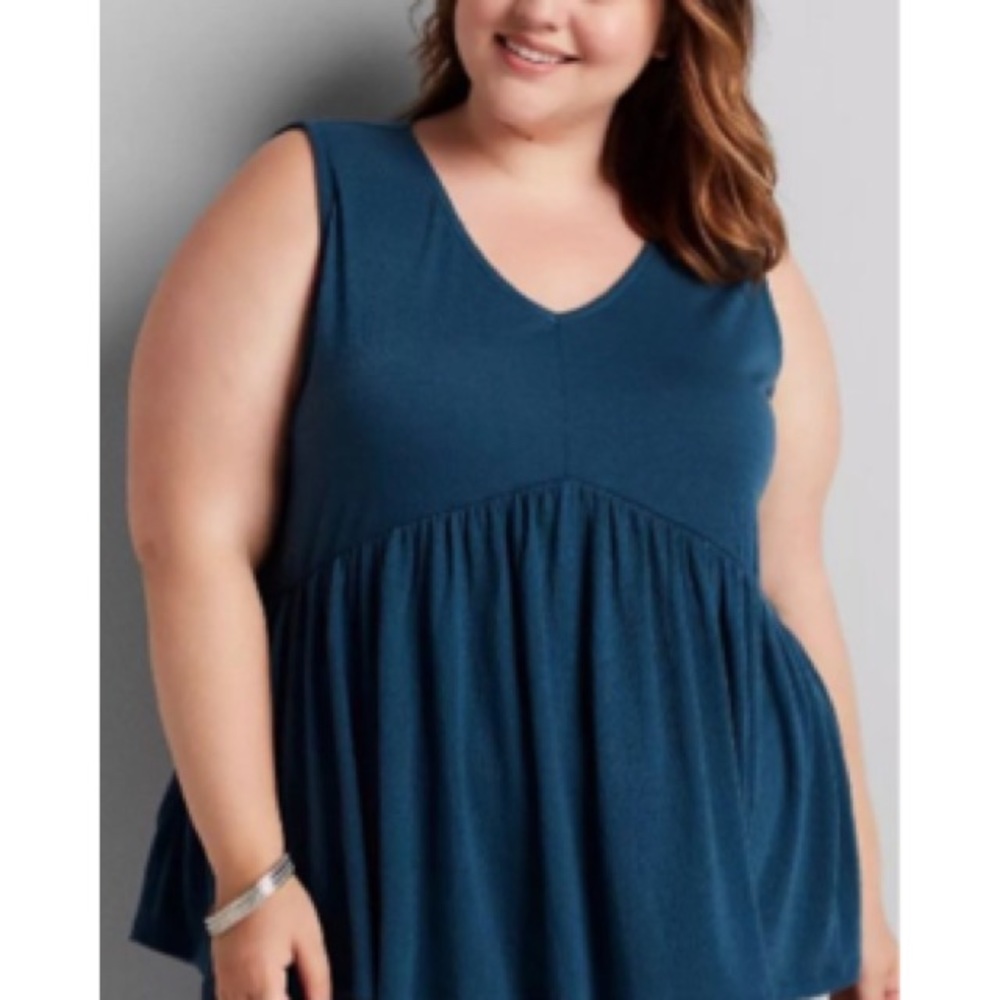Lane Bryant Babydoll Swing Tank, Teal, 18/20